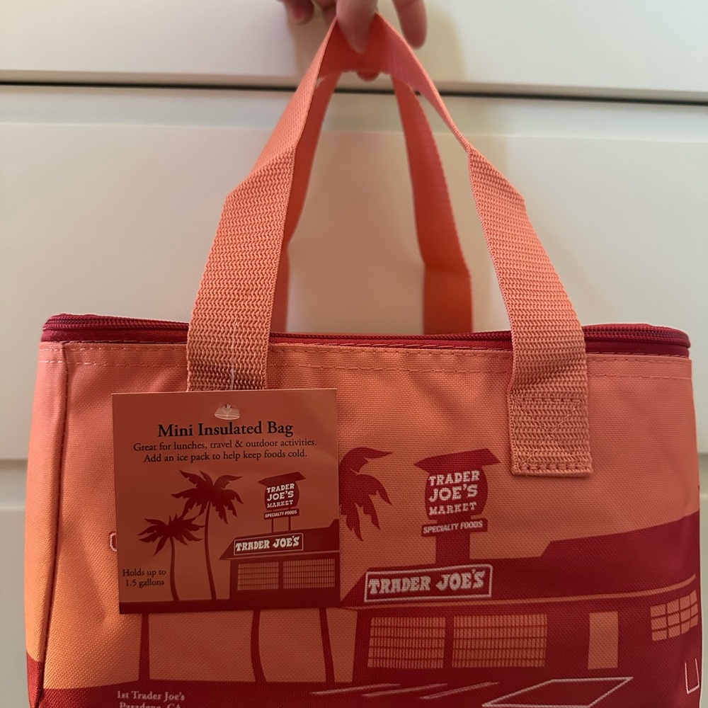 Trader Joe's Mini Insulated Lunch Bag Peachy Pink